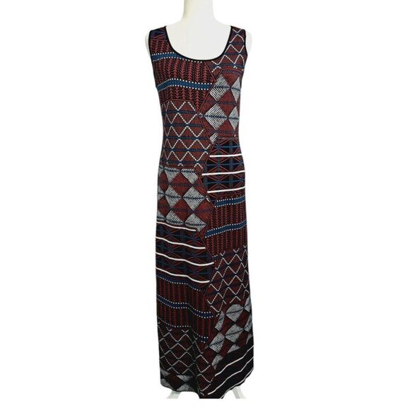 Peruvian Connection 100% Pima Cotton Women's Geometric Sleeveless Maxi Dress M - Picture 3 of 8